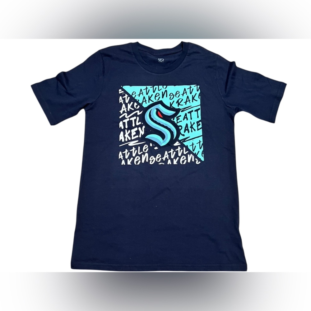 NHL youth Deep Sea Blue Seattle Kraken Divide T-shirt Graphic‎ hockey XL 18/20